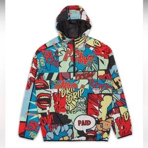 Reason Money Calls Comic Print  Half-Zip Windbreaker Hoodie Plus Size 3XL NWOT